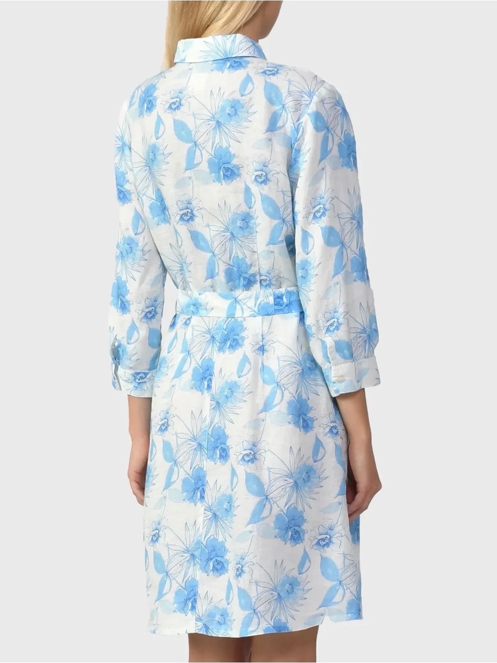 🆕120% Lino Floral Linen Belted Shirtdress - Picture 4 of 15